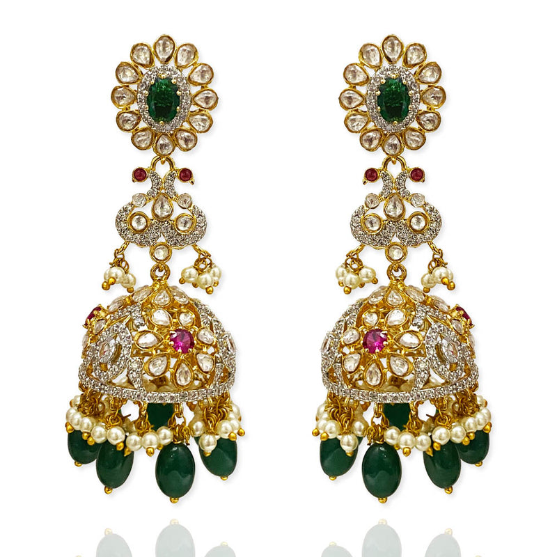 Gold Jhumka Earrings with Crystals - Jhumka Designs - Jodha Crystal Jhumka  Earrings by Blingvine