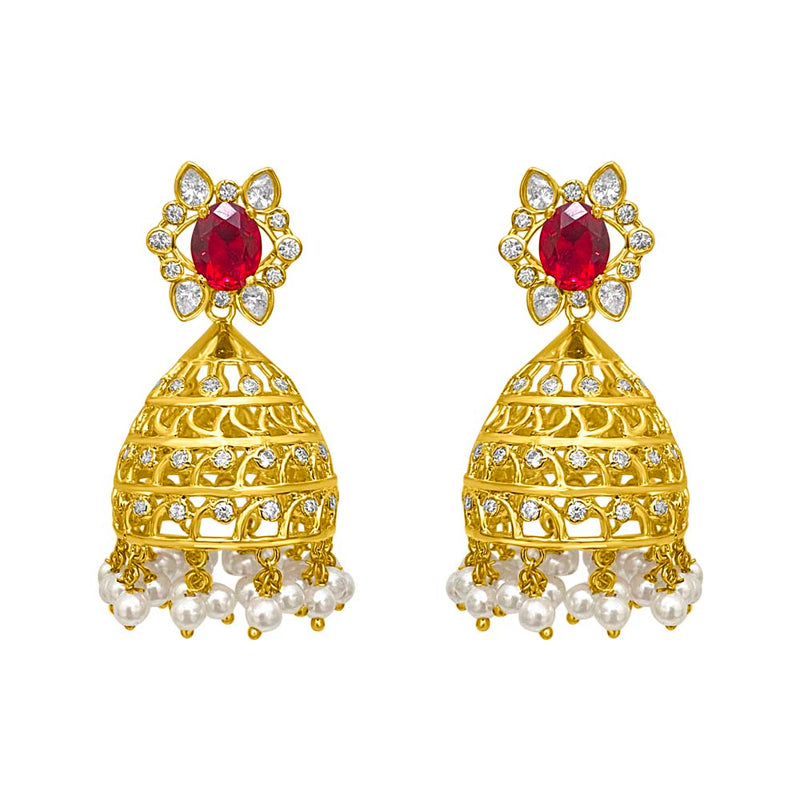 Red Stone Jhumkas