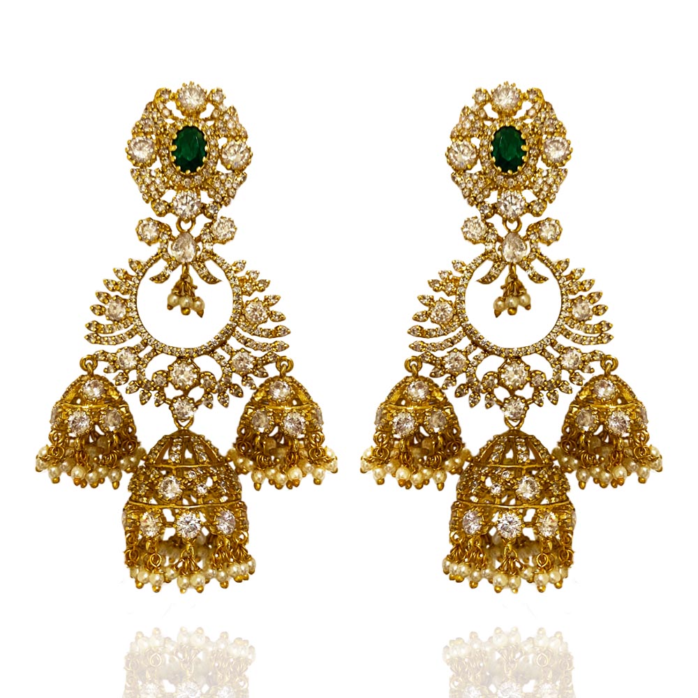 Romantic Earrings with Multiple Jhumkas 