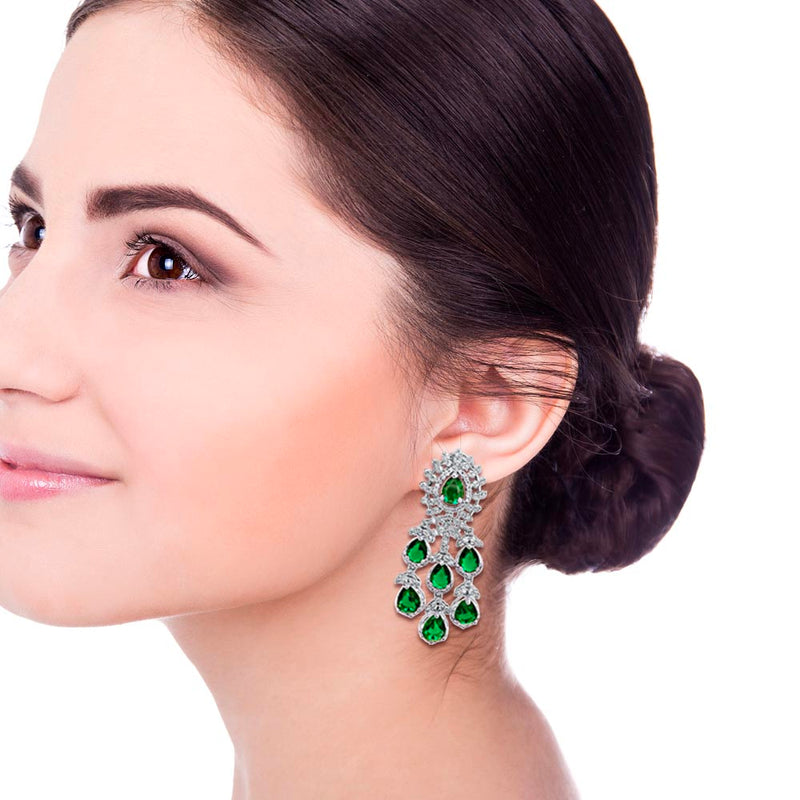 Earrings with Green Emerald